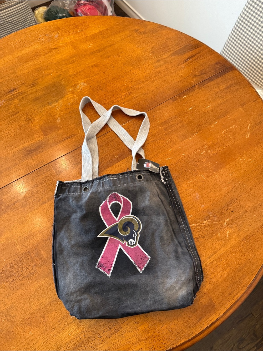 NFL Black Tote with Pink Ribbon and Team Logo Rams purse
